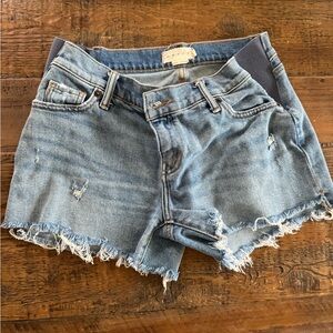 MATERNITY - Hatch Light Blue Distressed Denim Cutoff Shorts
